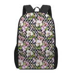 Purple Alstroemeria Zigzag Pattern Print 17 Inch Backpack