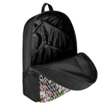 Purple Alstroemeria Zigzag Pattern Print 17 Inch Backpack