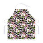 Purple Alstroemeria Zigzag Pattern Print Adjustable Apron