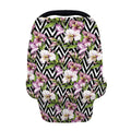 Purple Alstroemeria Zigzag Pattern Print Baby Seat Cover