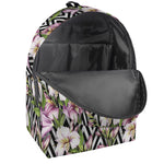 Purple Alstroemeria Zigzag Pattern Print Backpack