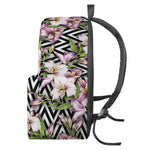 Purple Alstroemeria Zigzag Pattern Print Backpack