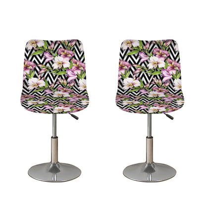 Purple Alstroemeria Zigzag Pattern Print Bar Stool Covers