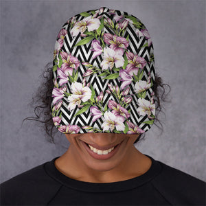 Purple Alstroemeria Zigzag Pattern Print Baseball Cap