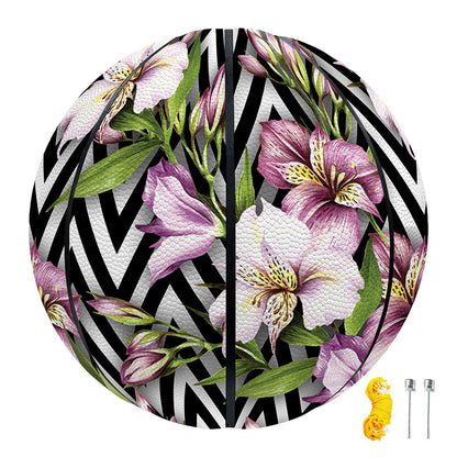 Purple Alstroemeria Zigzag Pattern Print Basketball