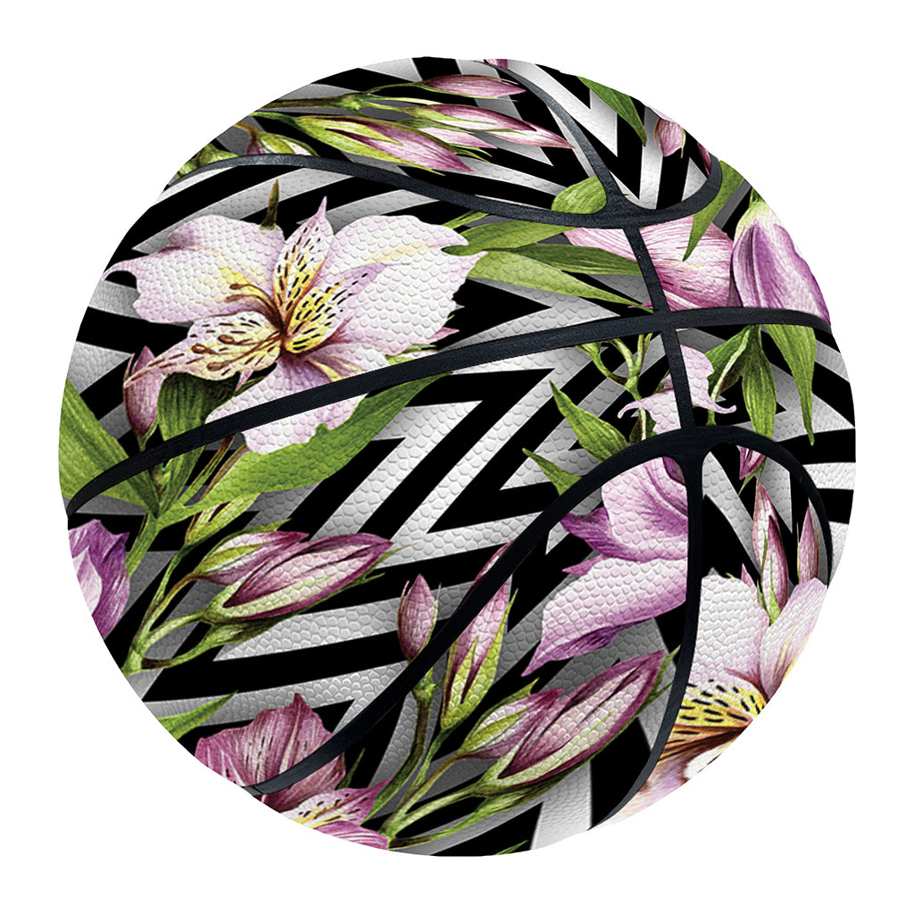 Purple Alstroemeria Zigzag Pattern Print Basketball
