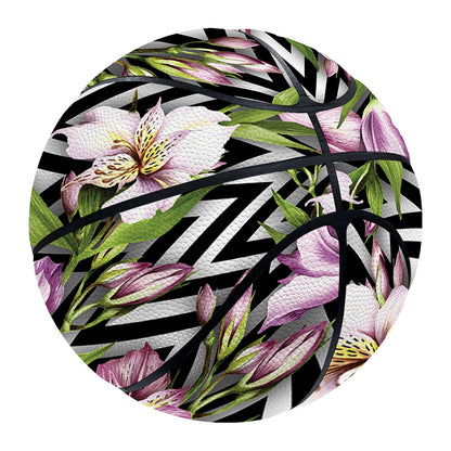 Purple Alstroemeria Zigzag Pattern Print Basketball