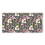 Purple Alstroemeria Zigzag Pattern Print Beach Towel