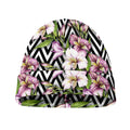 Purple Alstroemeria Zigzag Pattern Print Beanie