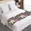 Purple Alstroemeria Zigzag Pattern Print Bed Runner