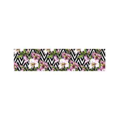 Purple Alstroemeria Zigzag Pattern Print Bed Runner