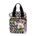 Purple Alstroemeria Zigzag Pattern Print Bible Tote Bag