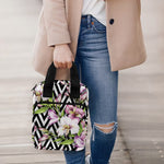 Purple Alstroemeria Zigzag Pattern Print Bible Tote Bag