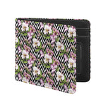 Purple Alstroemeria Zigzag Pattern Print Bifold Wallet