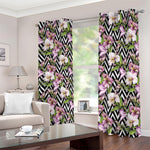 Purple Alstroemeria Zigzag Pattern Print Blackout Grommet Curtains