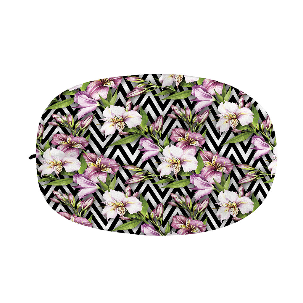 Purple Alstroemeria Zigzag Pattern Print Car Side Mirror Covers