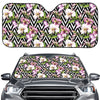 Purple Alstroemeria Zigzag Pattern Print Car Windshield Sun Shade