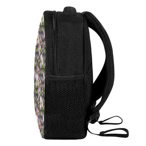 Purple Alstroemeria Zigzag Pattern Print Casual Backpack