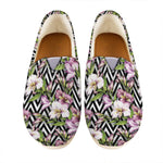 Purple Alstroemeria Zigzag Pattern Print Casual Shoes