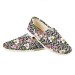 Purple Alstroemeria Zigzag Pattern Print Casual Shoes