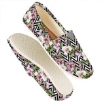 Purple Alstroemeria Zigzag Pattern Print Casual Shoes