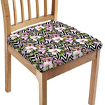 Purple Alstroemeria Zigzag Pattern Print Chair Cushion Cover