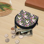 Purple Alstroemeria Zigzag Pattern Print Coin Purse