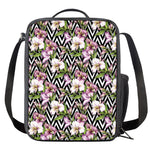 Purple Alstroemeria Zigzag Pattern Print Crossbody Lunch Bag