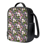 Purple Alstroemeria Zigzag Pattern Print Crossbody Lunch Bag