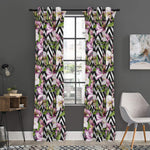 Purple Alstroemeria Zigzag Pattern Print Curtain