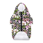 Purple Alstroemeria Zigzag Pattern Print Dog Zip Up Hoodie