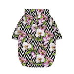 Purple Alstroemeria Zigzag Pattern Print Dog Zip Up Hoodie