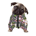 Purple Alstroemeria Zigzag Pattern Print Dog Zip Up Jacket
