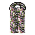 Purple Alstroemeria Zigzag Pattern Print Double Neoprene Wine Tote
