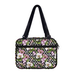 Purple Alstroemeria Zigzag Pattern Print Double Strap Bible Bag