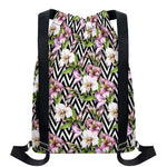 Purple Alstroemeria Zigzag Pattern Print Drawstring Backpack