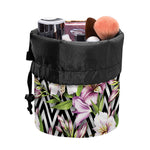 Purple Alstroemeria Zigzag Pattern Print Drawstring Makeup Bag