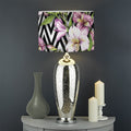 Purple Alstroemeria Zigzag Pattern Print Drum Lamp Shade