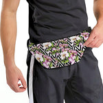 Purple Alstroemeria Zigzag Pattern Print Fanny Pack