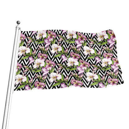 Purple Alstroemeria Zigzag Pattern Print Flag