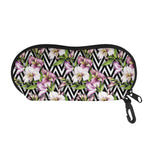Purple Alstroemeria Zigzag Pattern Print Glasses Case