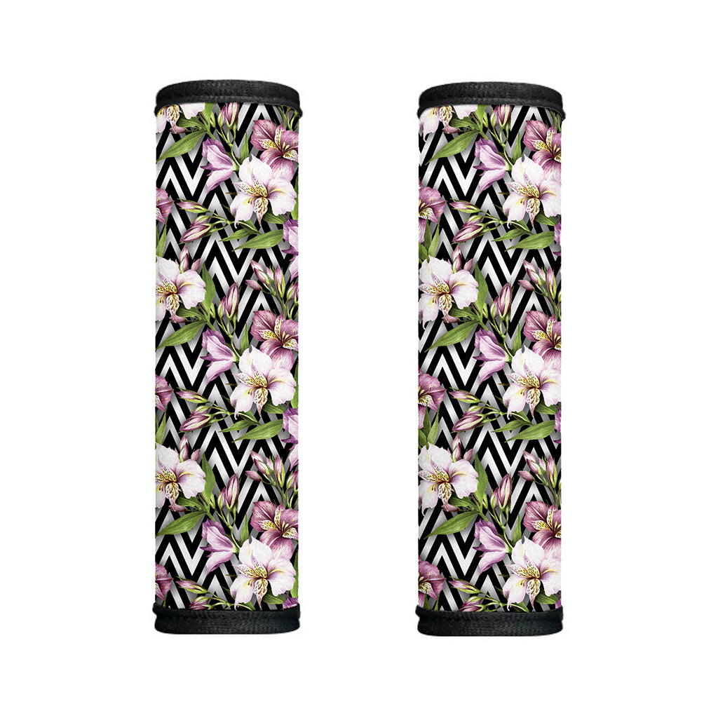 Purple Alstroemeria Zigzag Pattern Print Handle Covers