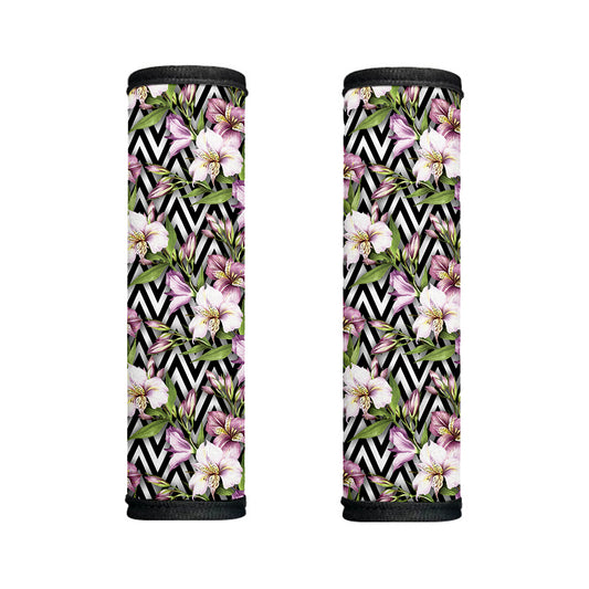 Purple Alstroemeria Zigzag Pattern Print Handle Covers