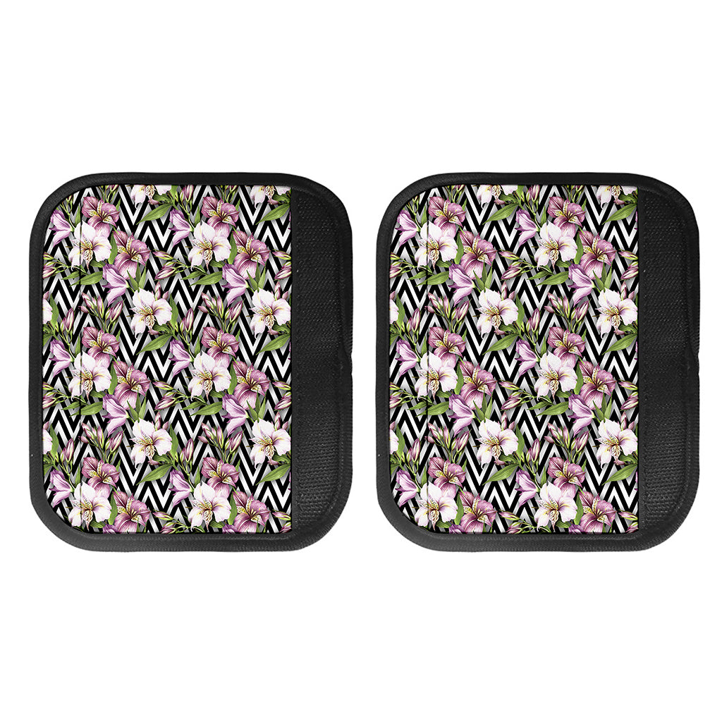 Purple Alstroemeria Zigzag Pattern Print Handle Covers