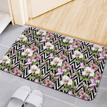 Purple Alstroemeria Zigzag Pattern Print Indoor Door Mat