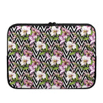 Purple Alstroemeria Zigzag Pattern Print Laptop Sleeve