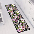 Purple Alstroemeria Zigzag Pattern Print Long Kitchen Mat
