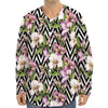 Purple Alstroemeria Zigzag Pattern Print Long Sleeve Baseball Jersey