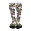 Purple Alstroemeria Zigzag Pattern Print Long Socks