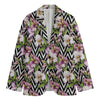 Purple Alstroemeria Zigzag Pattern Print Men's Blazer